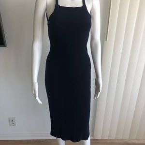 Reformation ribbed navy dress xs
